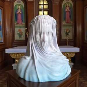 Bougies représentant une mariée avec son voile blanc