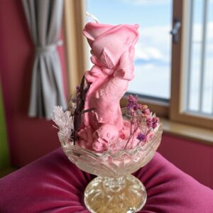 Bougie coupe main avec rose