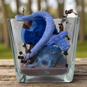 Bougie bleu serpent crâne et crucifix