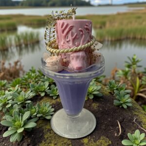 Bougie cerf composition florale